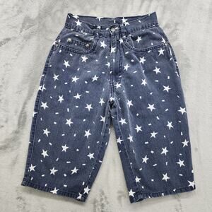 Vintage 90s Paris Sport Club Shorts Womens 1 Juniors Blue White Stars Bermuda